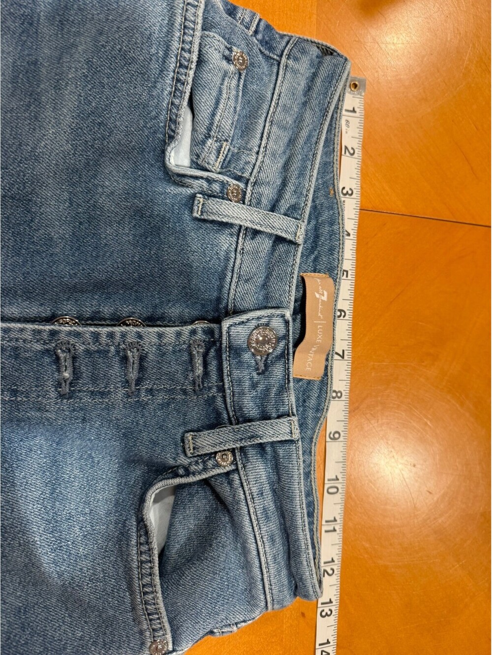 7 For All Mankind Luxe Vintage Ultra High Rise Slim Kick Jeans 26 Distressed